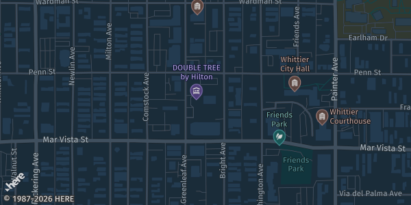 Map showing DoubleTree by Hilton Whittier Los Angeles in Whittier, CA.