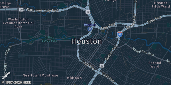 Map of Houston, TX. The exact address of Bayou Event Center is not known, so the map shows the area rather than a specific building.