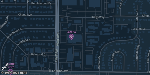 Map showing Country Club Lanes in Sacramento, CA.