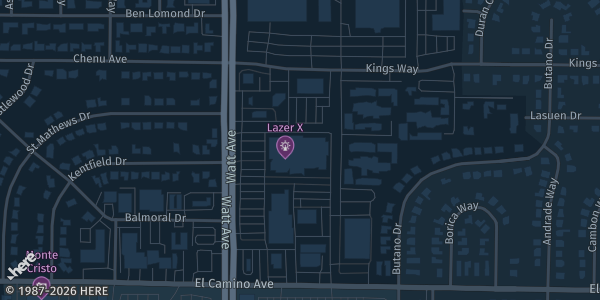 Map showing Country Club Lanes in Sacramento, CA.