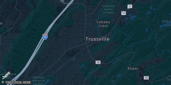 Map of Trussville, AL. The exact address of Trussville Civic Center is not known, so the map shows the area rather than a specific building.