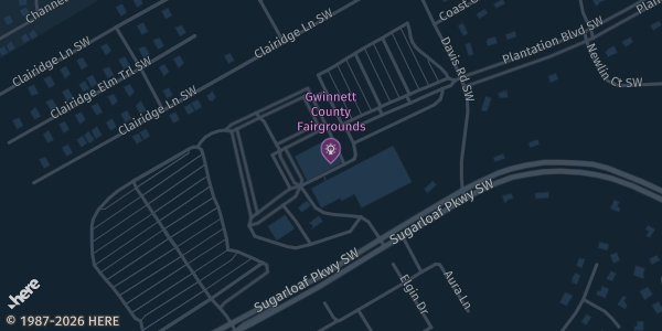 Map showing Gwinnett County Fairgrounds in Lawrenceville, GA.