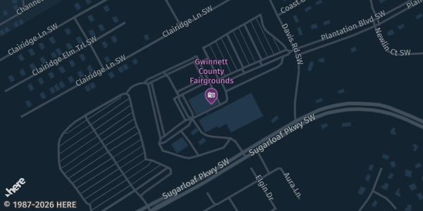 Map showing Gwinnett County Fairgrounds in Lawrenceville, GA.