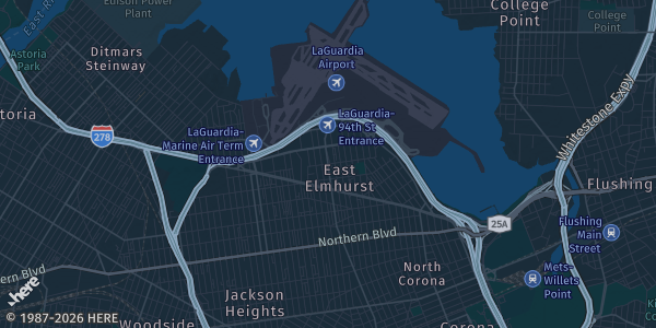 Map of East Elmhurst, NY. The exact address of The Ultimate City Show Round 3 is not known, so the map shows the area rather than a specific building.