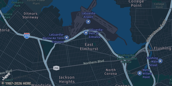 Map of East Elmhurst, NY. The exact address of The Ultimate City Show Round 3 is not known, so the map shows the area rather than a specific building.