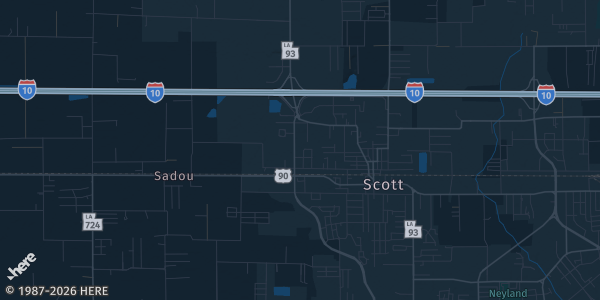 Map of Scott, LA. The exact address of The Underground Sports Cards and TCG show - Day 2 is not known, so the map shows the area rather than a specific building.