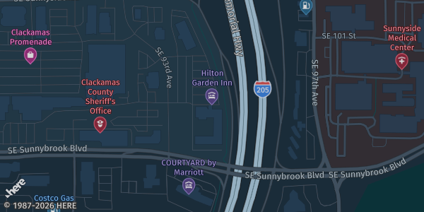 Map showing Hilton Garden Inn in Clackamas, OR.