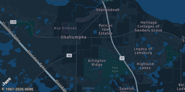 Map of Okahumpka, FL. The exact address of Fraternal Order of Eagles is not known, so the map shows the area rather than a specific building.