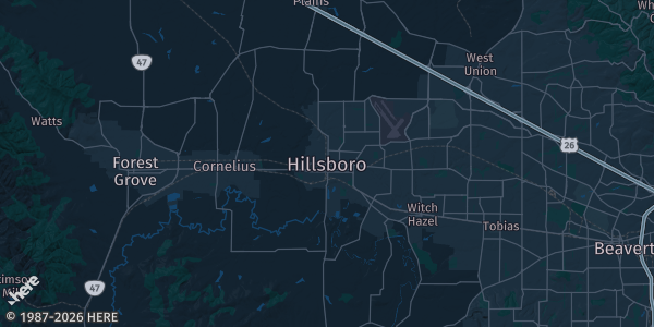 Map of Hillsboro, OR. The exact address of this venue is not known, so the map shows the area rather than a specific building.