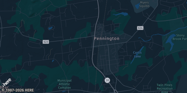 Map of Pennington, NJ. The exact address of The Yard at Full Depth is not known, so the map shows the area rather than a specific building.