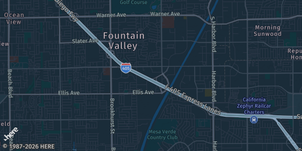Map of Fountain Valley, CA. The exact address of Sports Basement Fountain Valley is not known, so the map shows the area rather than a specific building.
