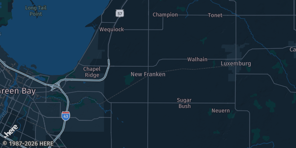 Map of New Franken, WI. The exact address of this venue is not known, so the map shows the area rather than a specific building.