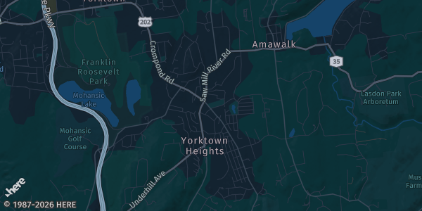 Map of Yorktown Heights, NY. The exact address of Yorktown Cultural and Community Center is not known, so the map shows the area rather than a specific building.