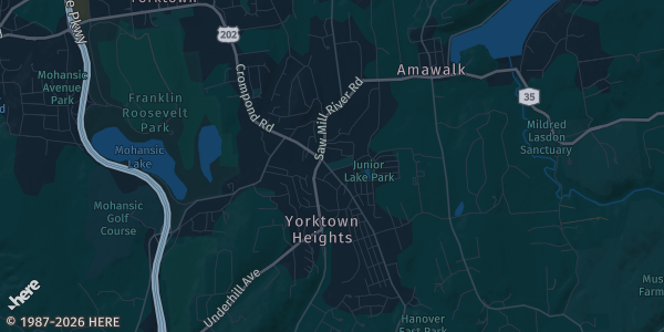 Map of Yorktown Heights, NY. The exact address of Yorktown Cultural and Community Center is not known, so the map shows the area rather than a specific building.