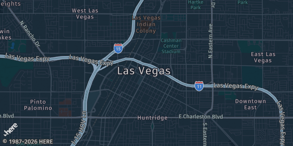Map of Las Vegas, NV. The exact address of The Boulevard Mall is not known, so the map shows the area rather than a specific building.