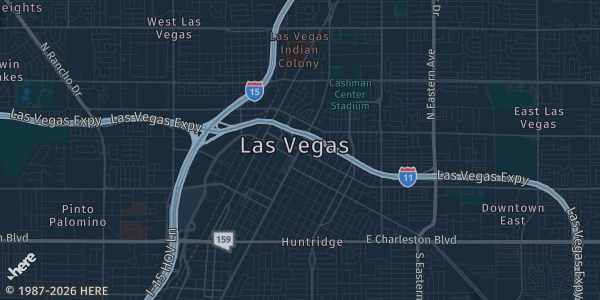 Map of Las Vegas, NV. The exact address of The Boulevard Mall is not known, so the map shows the area rather than a specific building.