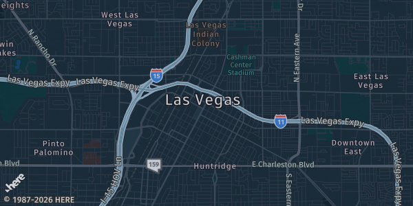 Map of Las Vegas, NV. The exact address of The Boulevard Mall is not known, so the map shows the area rather than a specific building.