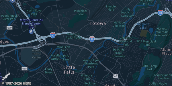 Map of Totowa, NJ. The exact address of Passaic Valley Elks Lodge #2111 is not known, so the map shows the area rather than a specific building.