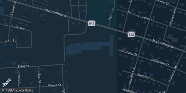 Map showing Milton High School Gym in Milton, PA.