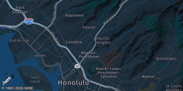 Map of Honolulu, HI. The exact address of ToyLynx (650 Iwilei Rd) is not known, so the map shows the area rather than a specific building.
