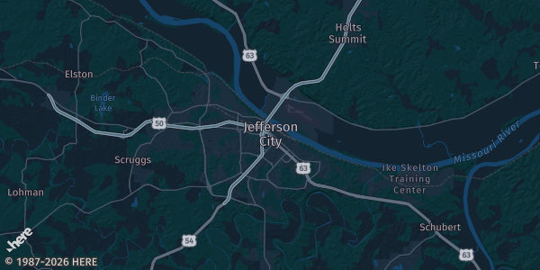 Map of Jefferson City, MO. The exact address of Immaculate Conception Catholic School-Cafeteria is not known, so the map shows the area rather than a specific building.