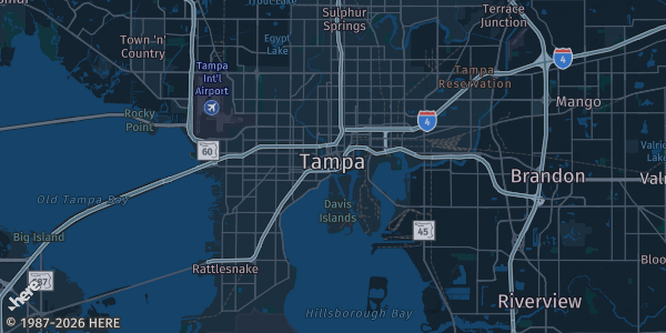 Map of Tampa, FL. The exact address of Tampa venue TBA - see website is not known, so the map shows the area rather than a specific building.
