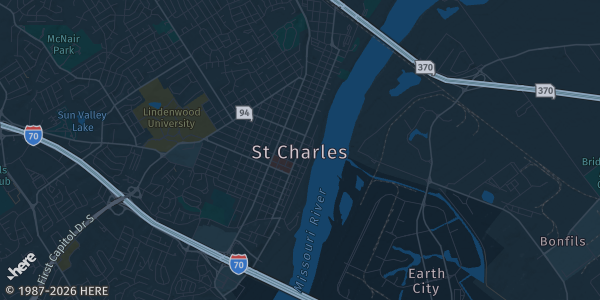 Map of St. Charles, MO. The exact address of The Collector Store LLC is not known, so the map shows the area rather than a specific building.