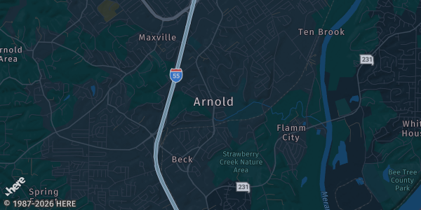 Map of Arnold, MO. The exact address of Elite Collectibles – Arnold Location is not known, so the map shows the area rather than a specific building.