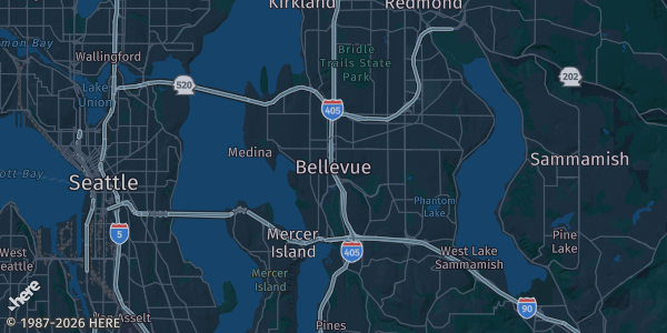 Map of Bellevue, WA. The exact address of this venue is not known, so the map shows the area rather than a specific building.