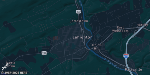 Map of Lehighton, PA. The exact address of TrailSide Events Roths Repacks Show is not known, so the map shows the area rather than a specific building.