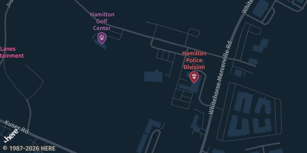 Map showing Hamilton Township Free Public Library in NJ.