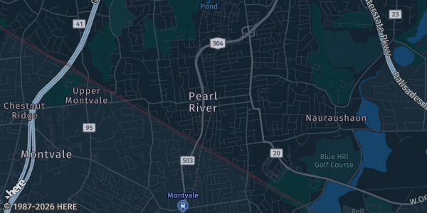 Map of Pearl River, NY. The exact address of Full Auto Arena is not known, so the map shows the area rather than a specific building.