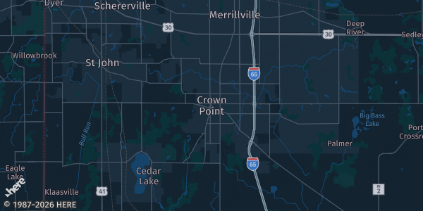 Map of CROWN POINT, IN. The exact address of Lake County Fair Grounds 4-H Building is not known, so the map shows the area rather than a specific building.