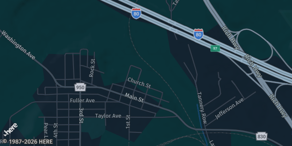 Map of Falls Creek, PA. The exact address of Falls Creek Fire Hall is not known, so the map shows the area rather than a specific building.