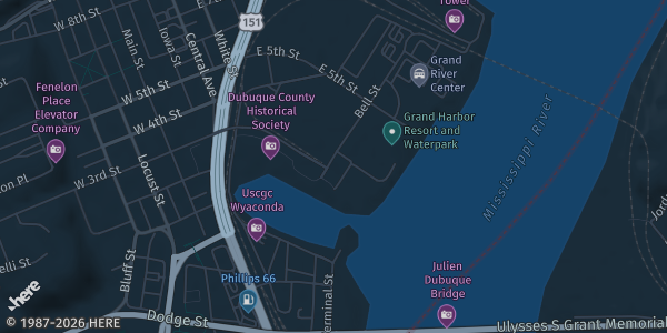 Map showing Diamond Jo Casino in Dubuque, IA.