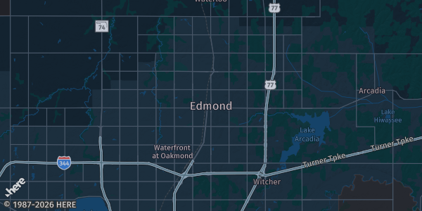 Map of Edmond, OK. The exact address of Relic Collectibles is not known, so the map shows the area rather than a specific building.