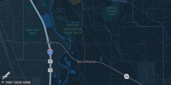 Map of Yakima, WA. The exact address of Terrace Hieghts The Grange is not known, so the map shows the area rather than a specific building.