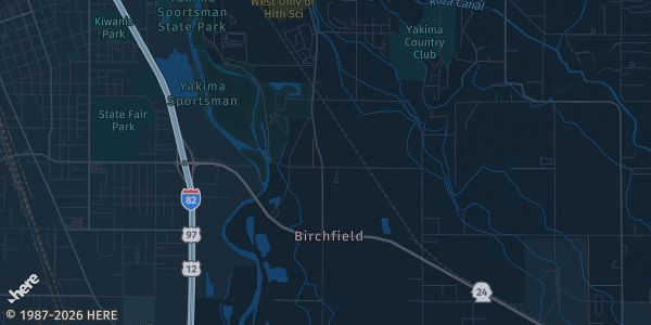 Map of Yakima, WA. The exact address of Terrace Hieghts The Grange is not known, so the map shows the area rather than a specific building.