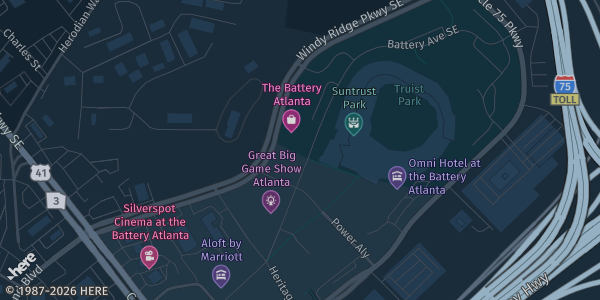Map showing the venue in Atlanta, GA.