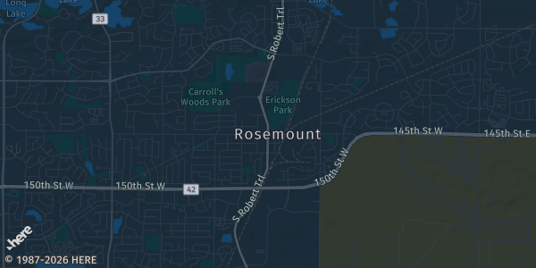 Map of Rosemount, MN. The exact address of TruPlayerz Sports Training & Event Facility is not known, so the map shows the area rather than a specific building.