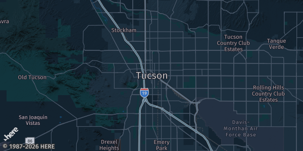 Map of Tucson, AZ. The exact address of this venue is not known, so the map shows the area rather than a specific building.
