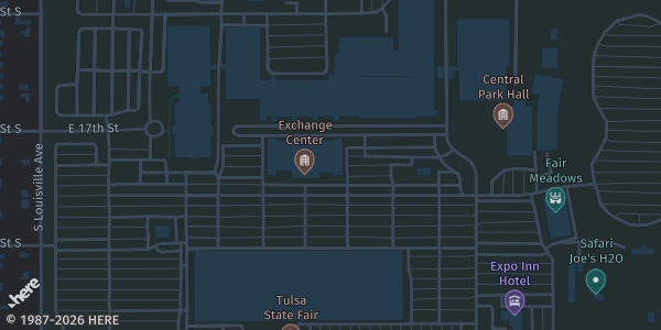Map showing Exchange Center in Tulsa, OK.