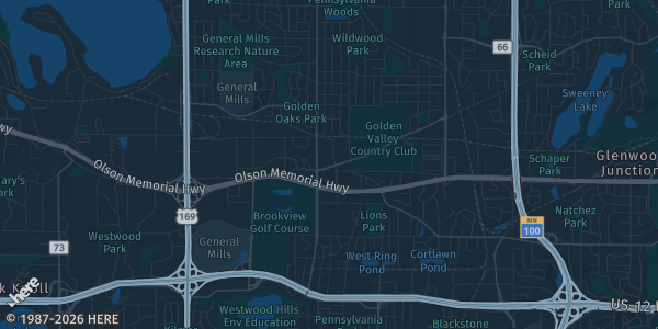 Map of Golden Valley, MN. The exact address of King of Grace Church Gym is not known, so the map shows the area rather than a specific building.