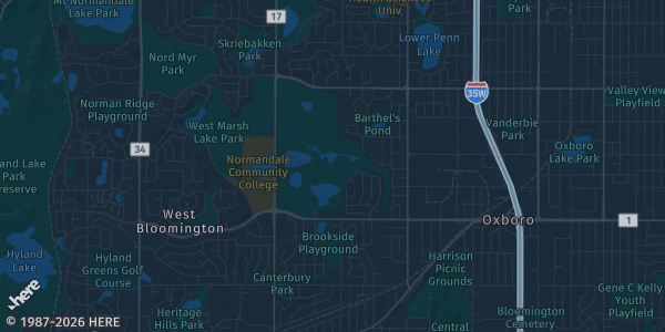 Map of Bloomington, MN. The exact address of Bloomington Armory is not known, so the map shows the area rather than a specific building.