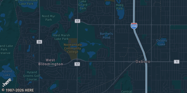 Map of Bloomington, MN. The exact address of Bloomington Armory is not known, so the map shows the area rather than a specific building.