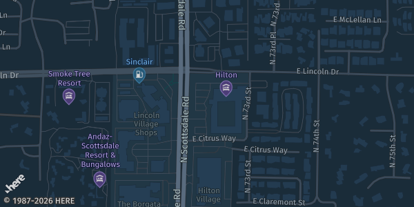 Map showing Hilton Scottsdale Resort in Scottsdale, AZ.