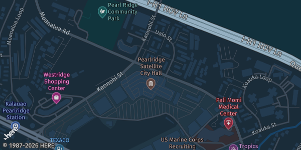 Map showing Pearlridge Center in Aiea, HI.