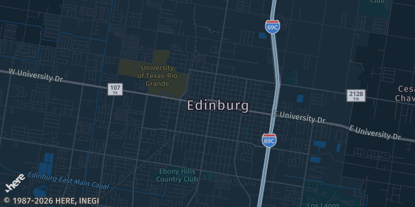 Map of Edinburg, TX. The exact address of Edinburg Activity Center is not known, so the map shows the area rather than a specific building.