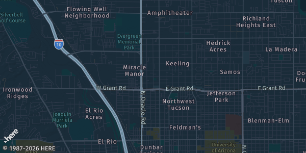 Map of Tucson, AZ. The exact address of UofA Card Show is not known, so the map shows the area rather than a specific building.