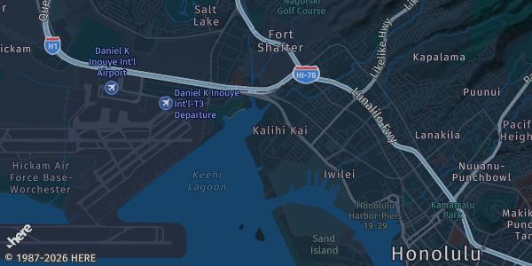 Map of Honolulu, HI. The exact address of Urban Soccer Hawaii Card Show is not known, so the map shows the area rather than a specific building.